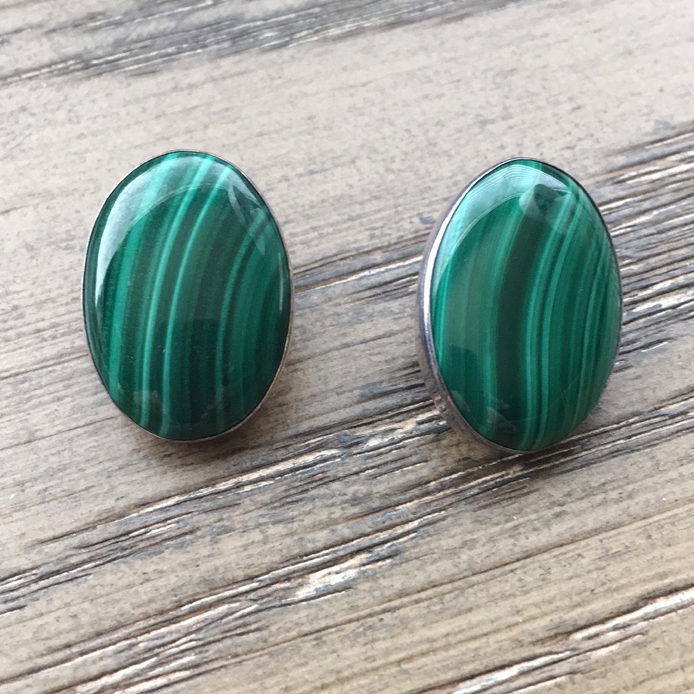 Malachite and Sterling Silver Earrings
